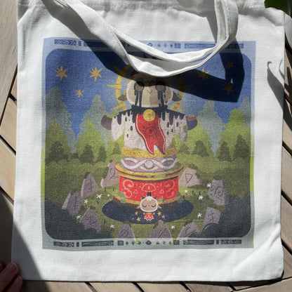 Tote bag de lino Cult of The Lamb Totem & Chill, doble diseño, 40x40 cm, bolsa ecológica reutilizable, lavable y muy resistente