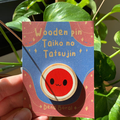 Pin de Madera Taiko No Tatsujin | Drum Wooden Pin Inspired Tambor | Pin Original Regalo Eco Friendly Madera Natural