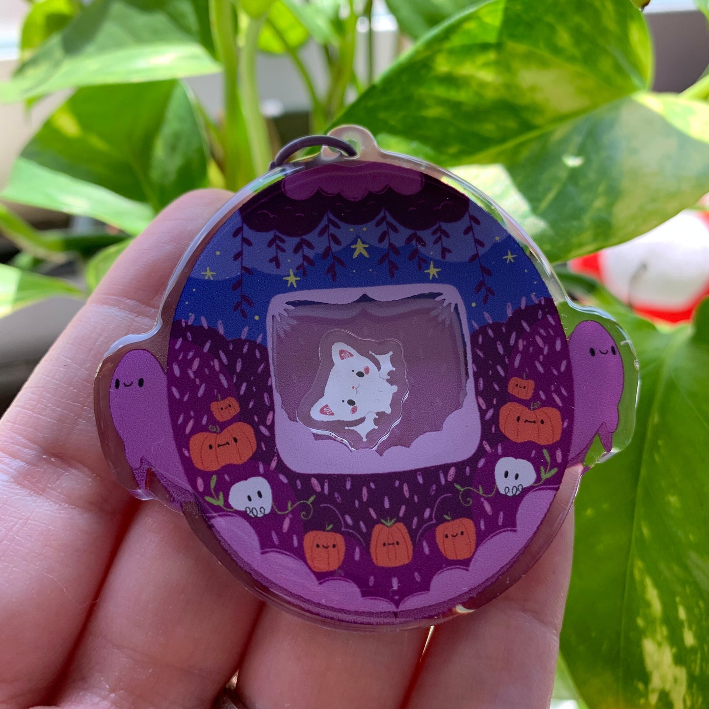 Llavero Halloween  murciélago blanco | Tamagotchi shaker