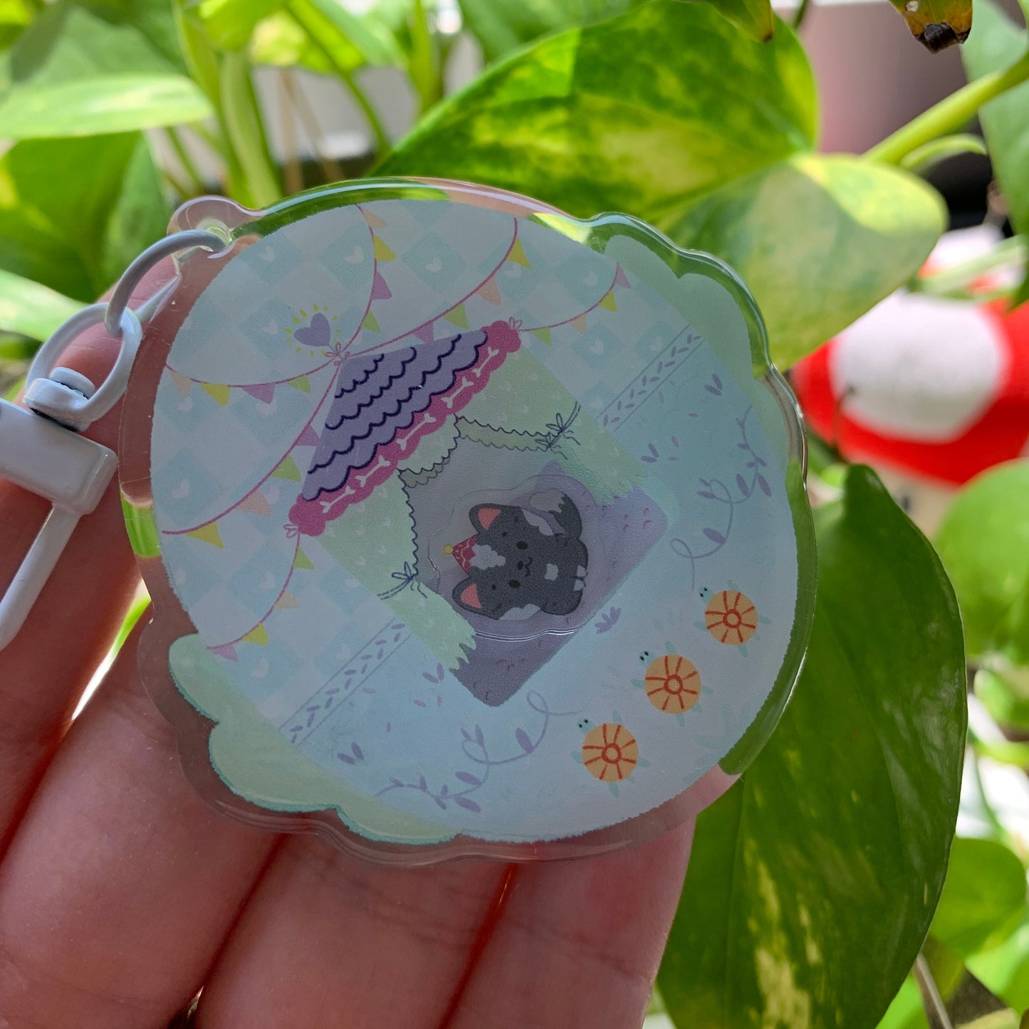 Llavero perro caseta gris | Tamagotchi shaker