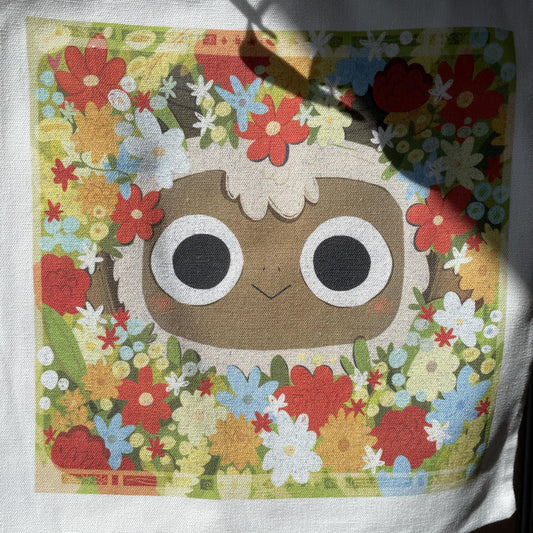 Tote bag de lino Cult of The Lamb Flowers & Chill, doble diseño, 40x40 cm, bolsa ecológica reutilizable, lavable y muy resistente