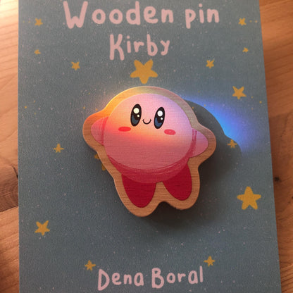 Pin de Madera Kirby | Wooden Pin Inspired Kirby | Pin Original Regalo Eco Friendly Madera Natural