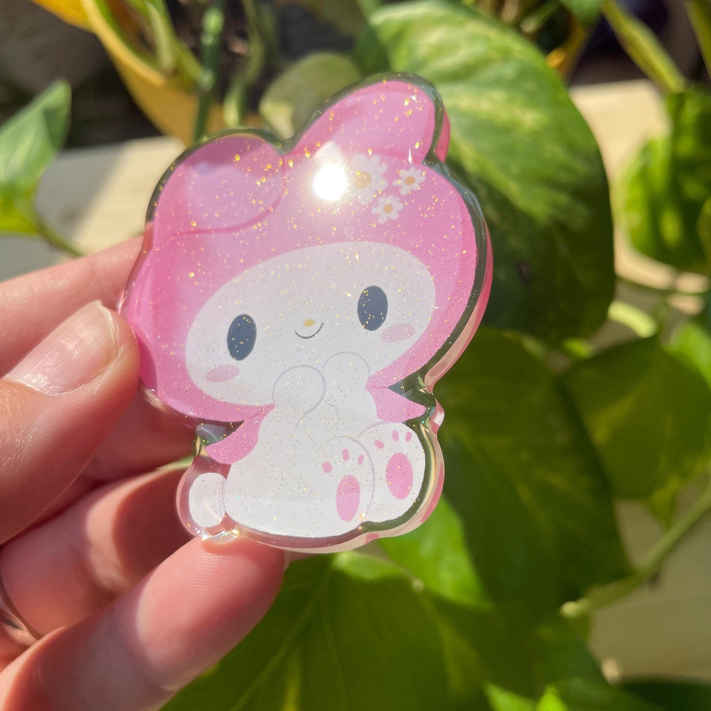 Pinza para el pelo inspirada en My Melody: pasador, horquilla, diseño brillante con glitter