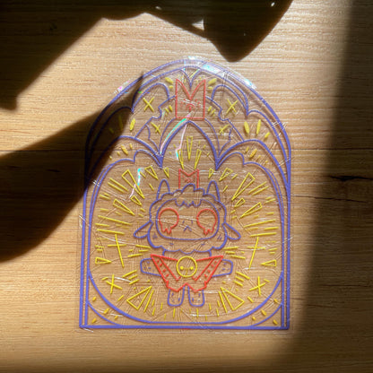 Cult of The Lamb Suncatcher, Pegatina atrapasol reutilizable para ventana