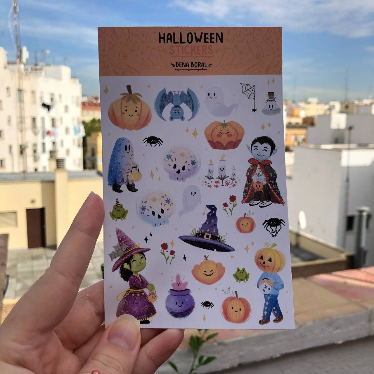 Pegatinas Halloween | Hoja de pegatinas stickers decoración | Pack de pegatinas precortadas