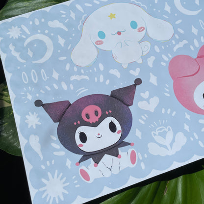 Print Kuromi Mymelody & Cinnamorroll | Illustration Fanart