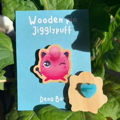 Pin de Madera Jigglypuf-poke | Jigglypuf-poke Wooden Pin Badge