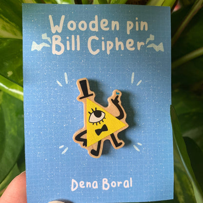 Bill Cipher Gravity Falls Pin de Madera Natural