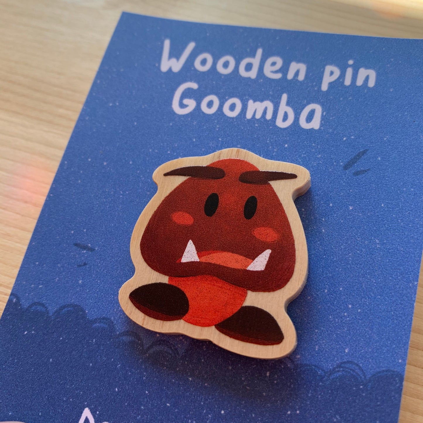 Pin de madera natural, Goomba Super Mario Bros, Nintendo Switch