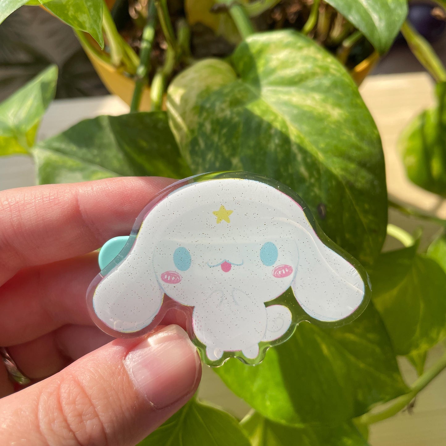 Pinza para el pelo inspirada en Cinnamoroll: pasador, horquilla, diseño brillante con glitter