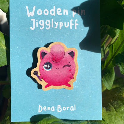 Pin de Madera Jigglypuf-poke | Jigglypuf-poke Wooden Pin Badge
