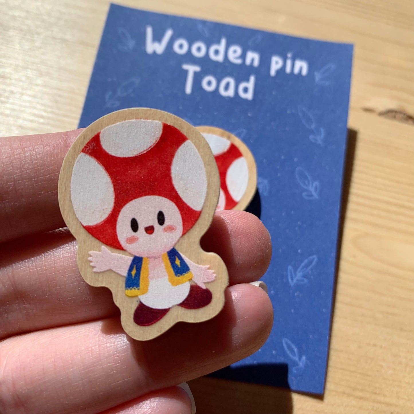 Pin de madera natural, Toad Super Mario Bros, Nintendo Switch