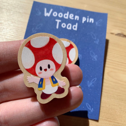 Pin de madera natural, Toad Super Mario Bros, Nintendo Switch