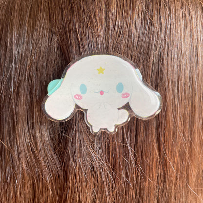 Pinza para el pelo inspirada en Cinnamoroll: pasador, horquilla, diseño brillante con glitter