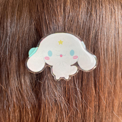 Pinza para el pelo inspirada en Cinnamoroll: pasador, horquilla, diseño brillante con glitter