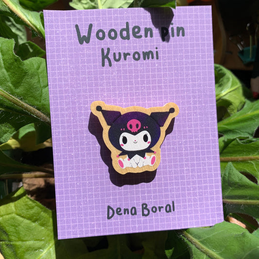 Kuromi | Kuromi Wooden Pin Badge | Kuromi