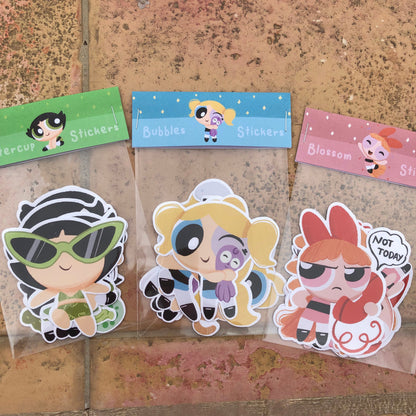 Pack Pegatinas Burbuja Las Supernenas | Bubbles The Powerpuff Girls Stickers Pack | Cartoon Network Fanart | Las Chicas Superpoderosas
