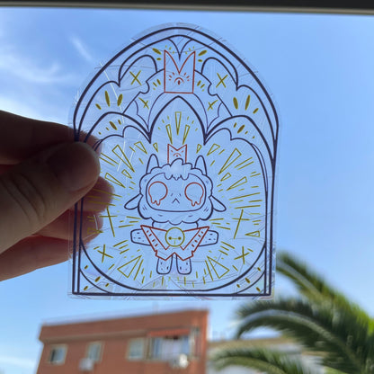 Cult of The Lamb Suncatcher, Pegatina atrapasol reutilizable para ventana
