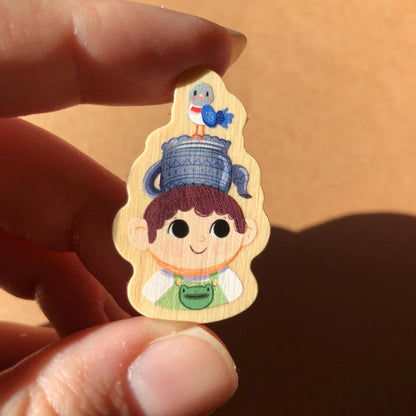Over The Garden Wall Doble Pin de madera natural, Wirt & Greg OTGW