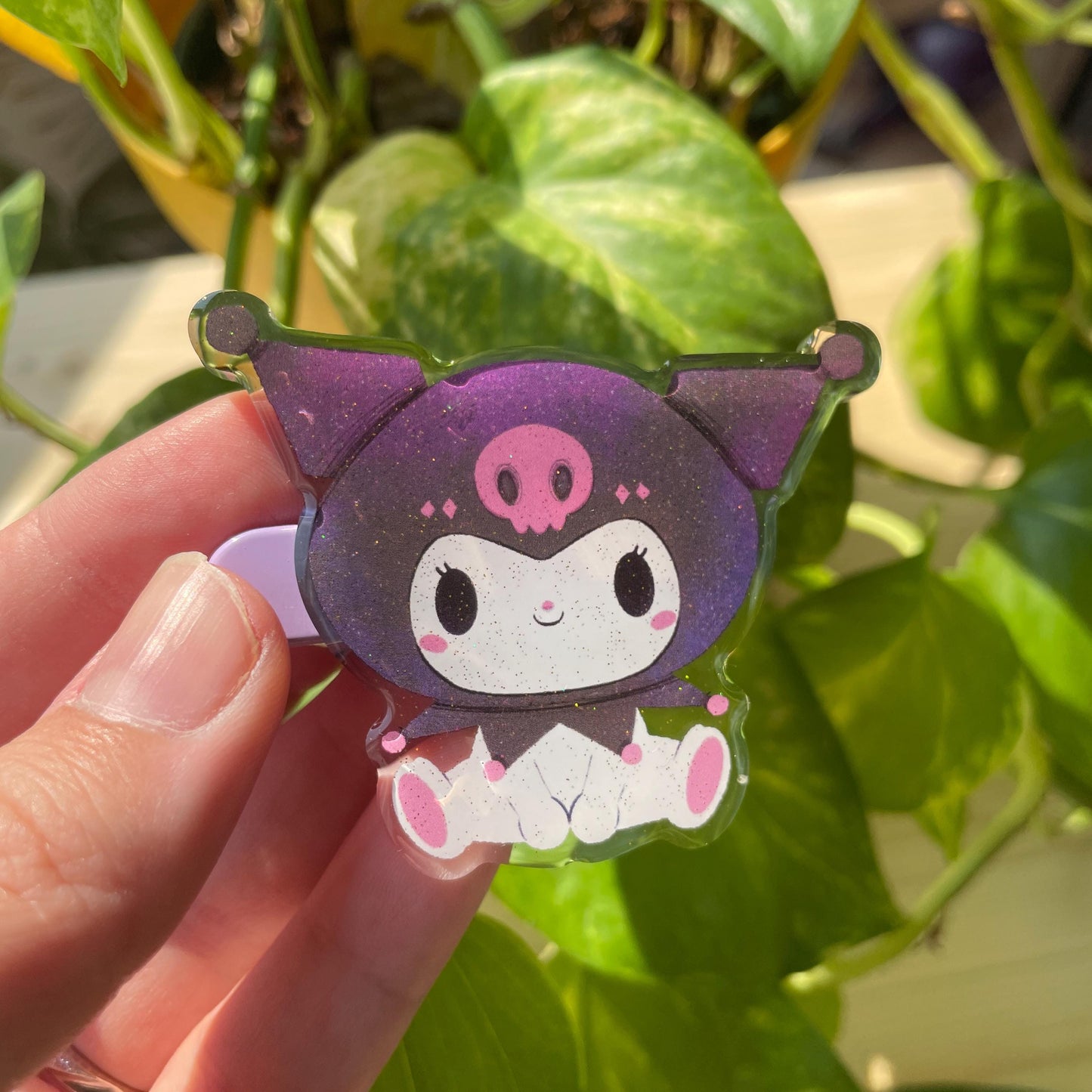 Pinza para el pelo inspirada en Kuromi: pasador, horquilla, diseño brillante con glitter