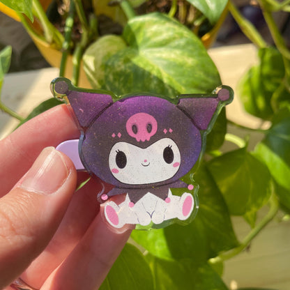 Pinza para el pelo inspirada en Kuromi: pasador, horquilla, diseño brillante con glitter