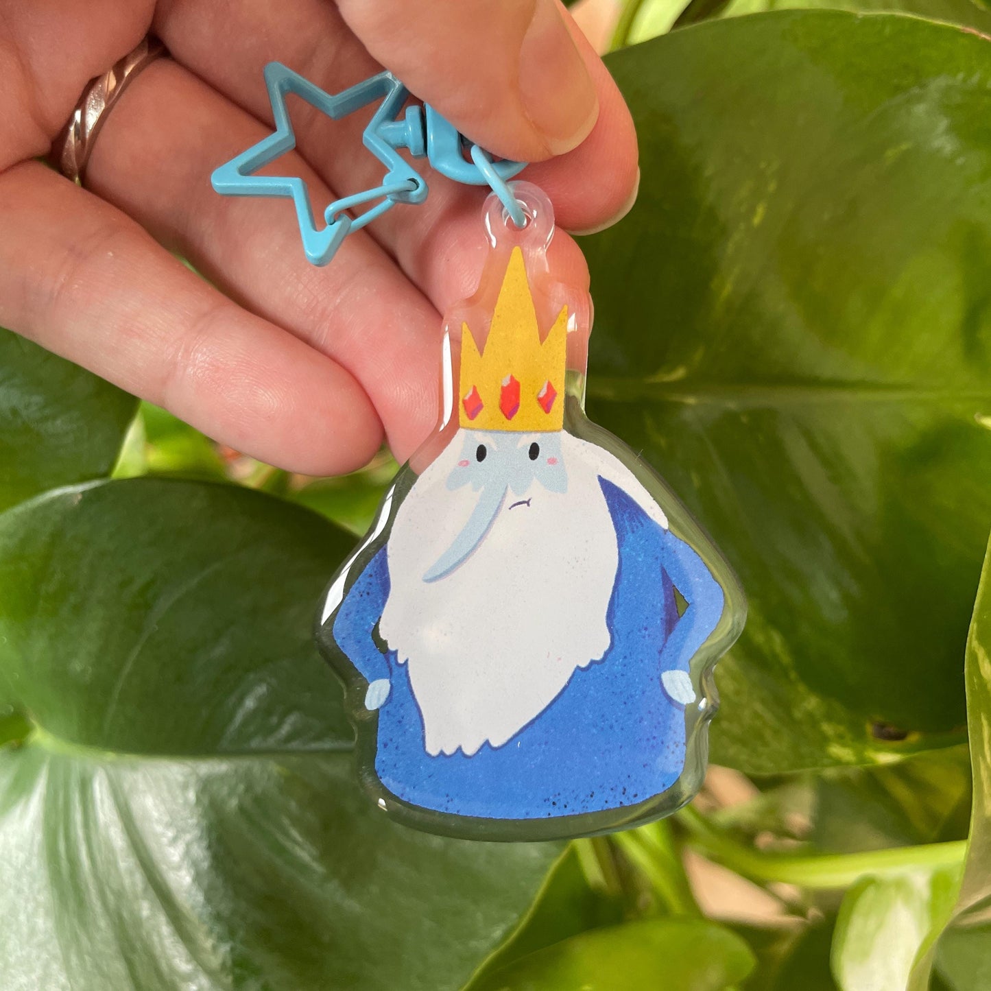 Rey Hielo Adventure Time Keyring | Ice King Hora de Aventuras llavero acrilico | Fanart Llavero colgante regalo llaves mochila Keychain