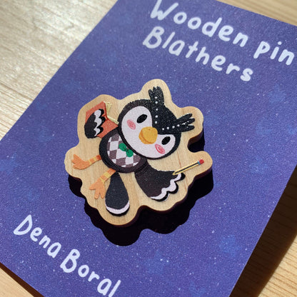 Pin de madera natural, Socrates Animal Crossing New Horizons, Nintendo Switch Blathers