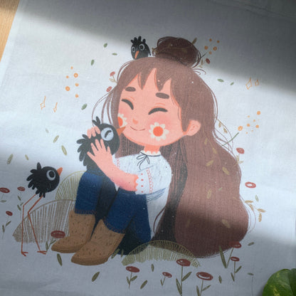 Tote Bag Birds | Bolsa Tela Ilustración Original Dena Boral | 100% Algodón 40x40cm 16x16inch