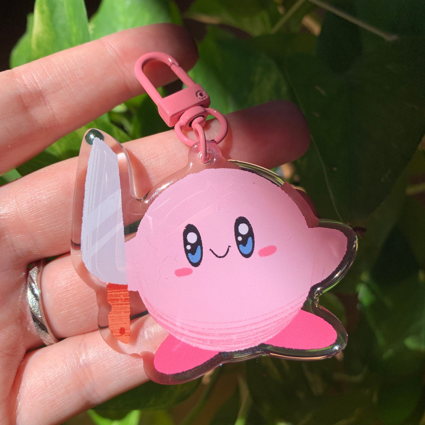 Llavero Acrilico de Kirby Cuchillo, Colección Kirby, Llavero acrilico con epoxy doble cara, colgante para mochilas