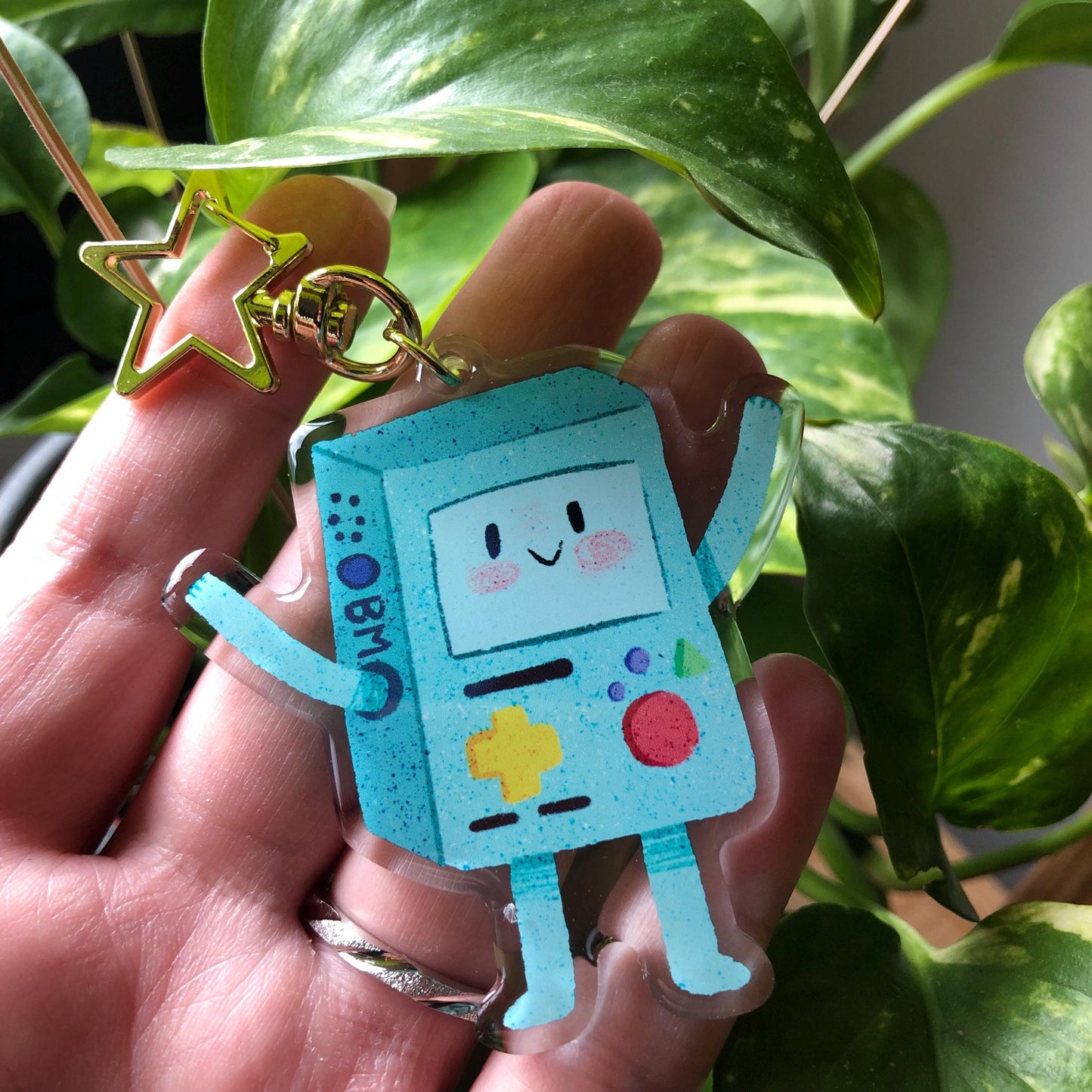 BMO Adventure Time Keyring | Hora de Aventuras llavero acrilico | Fanart Llavero colgante regalo llaves mochila Keychain