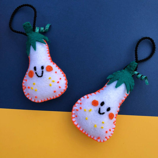 Calabaza Blanca | Adorno de fieltro hecho a mano, diseño original. Decoración Arbol de Navidad Halloween