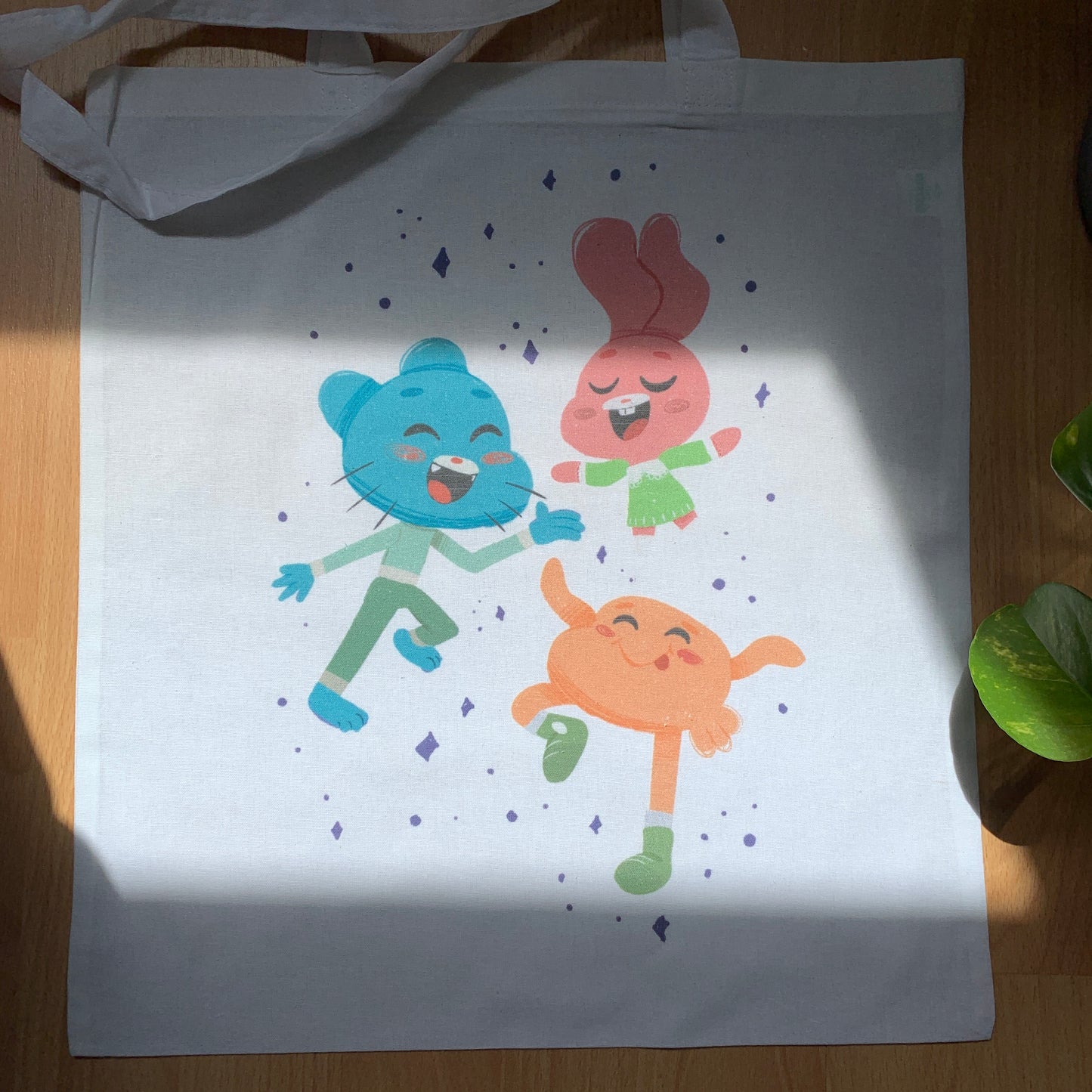 Tote Bag Gumball, Bolsa Tela Fanart The Amazing World of Gumball, Fan Art Bolso 100% Algodón 40x40cm 16x16inch