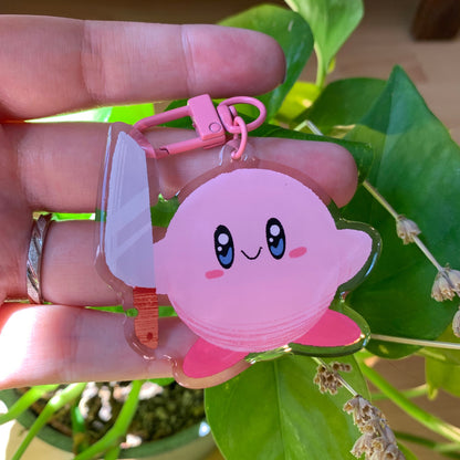 Llavero Acrilico de Kirby Cuchillo, Colección Kirby, Llavero acrilico con epoxy doble cara, colgante para mochilas