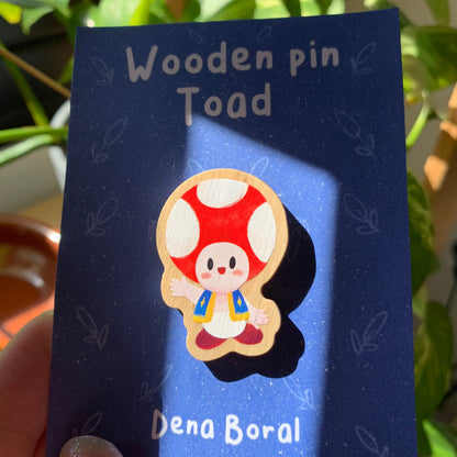 Pin de madera natural, Toad Super Mario Bros, Nintendo Switch