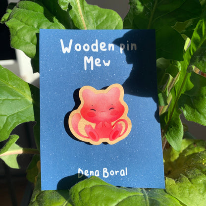 Pin de Madera Mew-poke| Mew  Wooden Pin Badge | Mew Poke