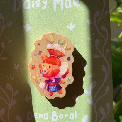 Pin de madera natural, Juliana Animal Crossing New Horizons, Nintendo Switch Daisy Mae