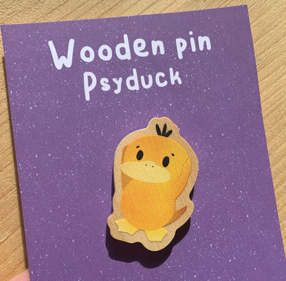 Pin de Madera Psyduck-poke |Psyduck  Wooden Pin Badge | Psyduck