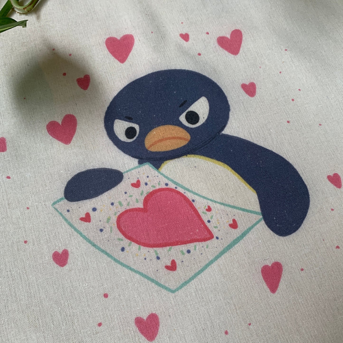 Tote Bag Pingu San Valentín | Bolsa Tela Fanart Valentine's Day Pingu Totebag | Fan Art 100% Algodón 40x40cm 16x16inch