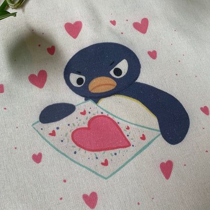 Tote Bag Pingu San Valentín | Bolsa Tela Fanart Valentine's Day Pingu Totebag | Fan Art 100% Algodón 40x40cm 16x16inch