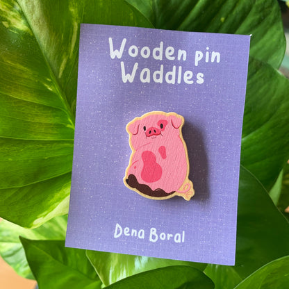 Bamboleos Gravity Falls Waddles Pin de Madera Natural