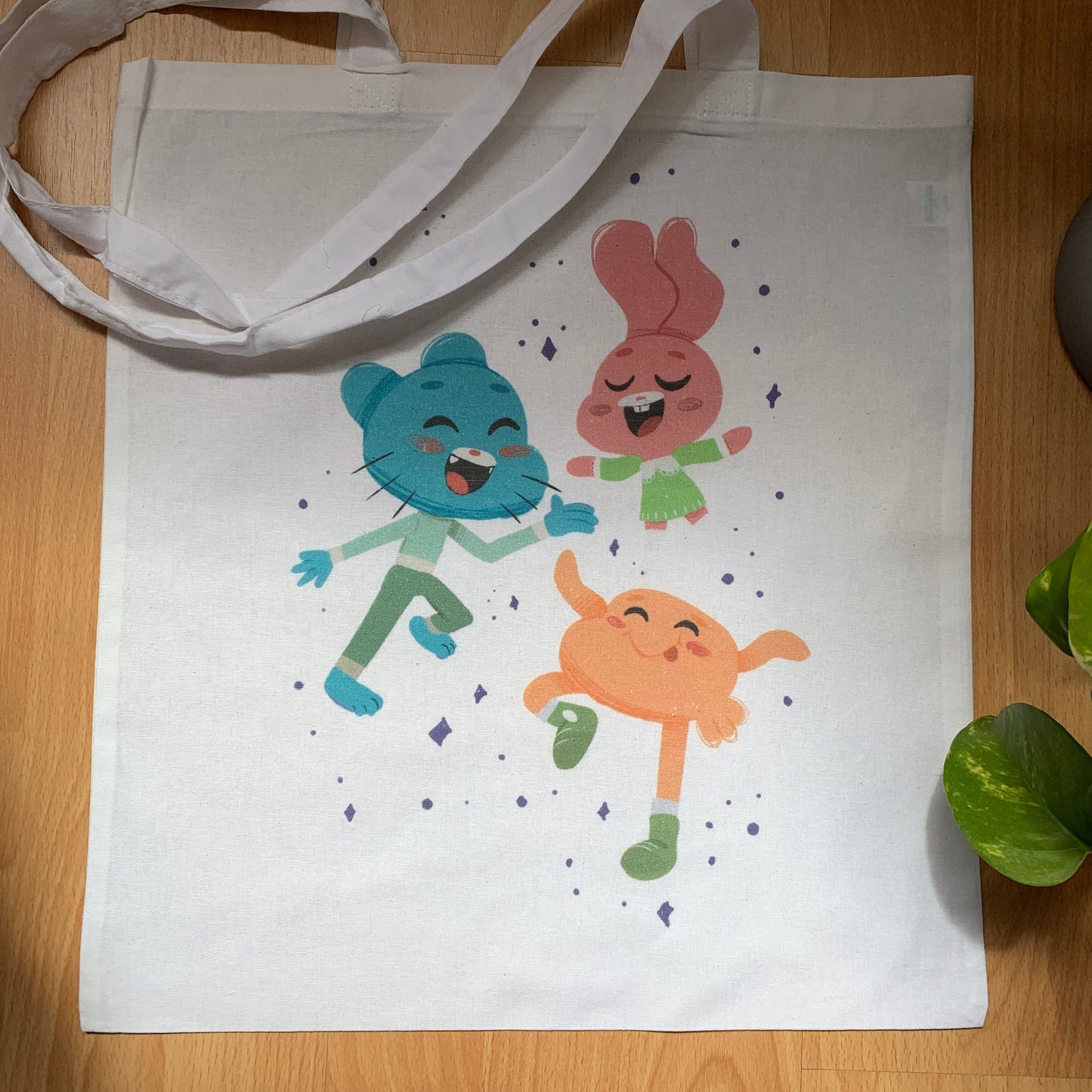 Tote Bag Gumball, Bolsa Tela Fanart The Amazing World of Gumball, Fan Art Bolso 100% Algodón 40x40cm 16x16inch