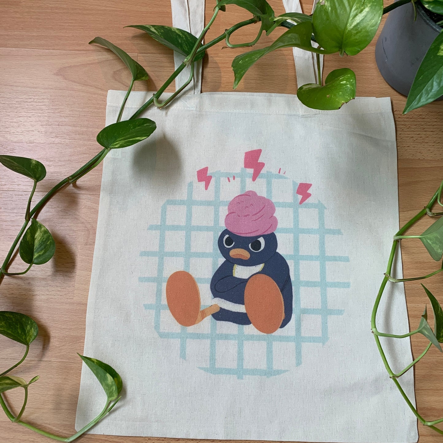 Tote Bag Pingu Enfadado | Bolsa Tela Fanart Angry Pingu Totebag | Fan Art 100% Algodón 40x40cm 16x16inch