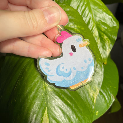 Llavero Gallina Stardew Valley Doble Diseño | Keyring Keychain Acrilico colgante regalo llaves mochila Keychain