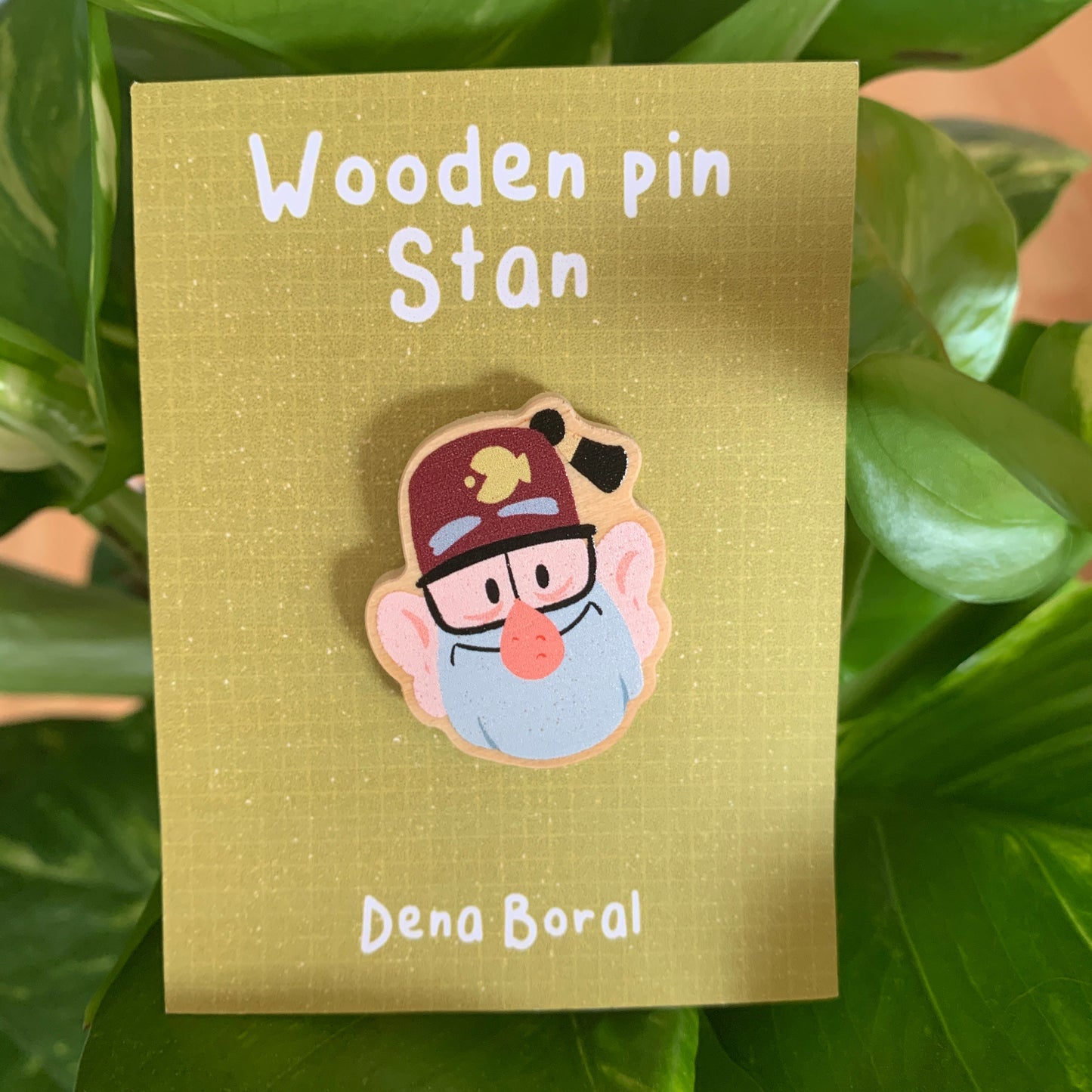Stan Pines Gravity Falls Pin de Madera Natural