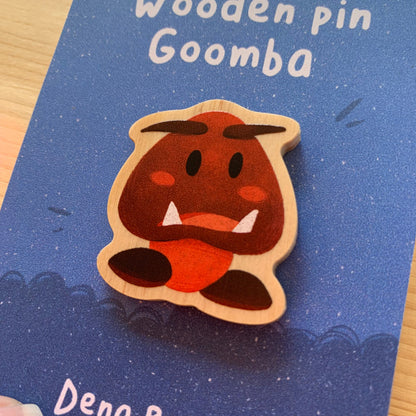 Pin de madera natural, Goomba Super Mario Bros, Nintendo Switch