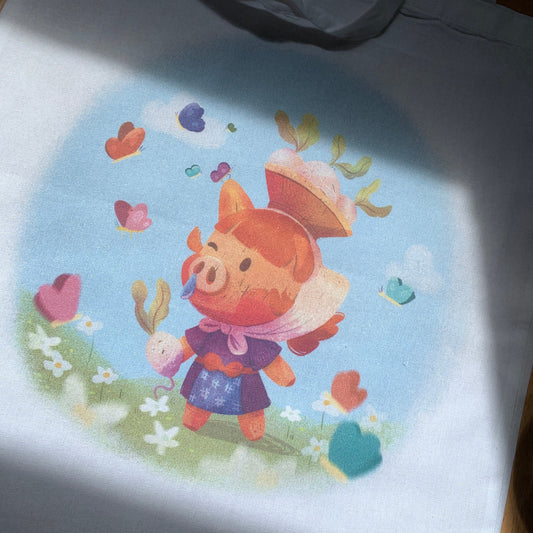 Tote Bag Juliana Animal Crossing | Bolsa Tela Fanart Daisy Mae | Animal Crossing New Horizons Fan Art 100% Algodón 40x40cm 16x16inch