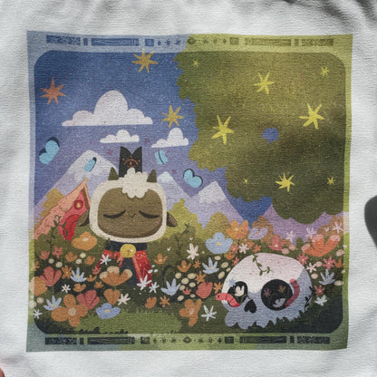 Tote bag de lino Cult of The Lamb Flowers & Chill, doble diseño, 40x40 cm, bolsa ecológica reutilizable, lavable y muy resistente