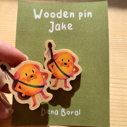 Pin de Madera Jake Hora de Aventuras | Jake el perro Wooden Pin Inspired | Pin Original Regalo Eco Friendly Madera Natural