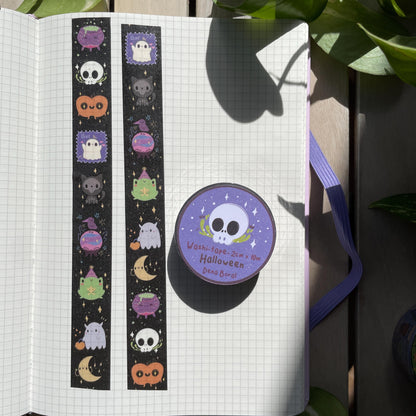 Washi Tape Spooky Monstruos Ilustrado: Cinta Decorativa Retro y Kawaii de la colección "Halloween"
