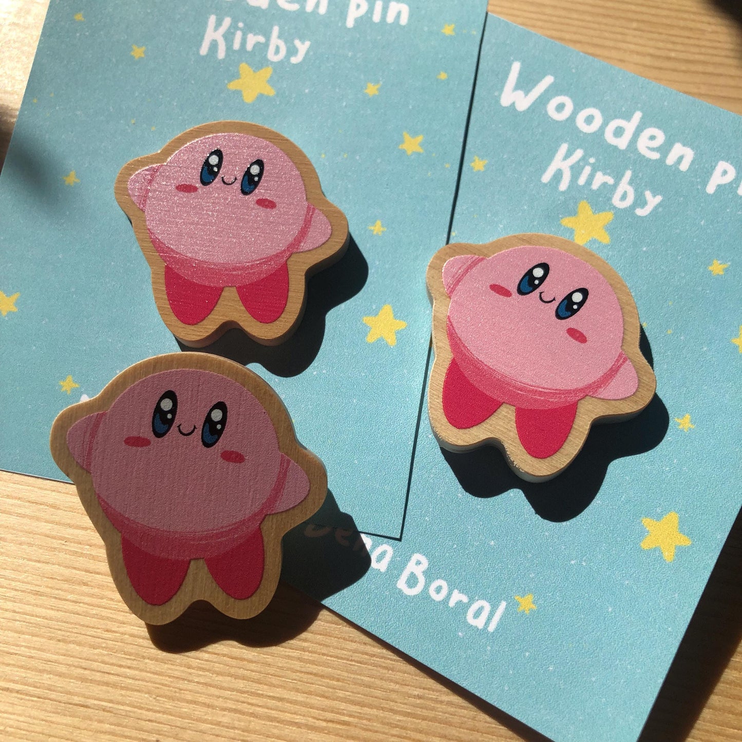 Pin de Madera Kirby | Wooden Pin Inspired Kirby | Pin Original Regalo Eco Friendly Madera Natural